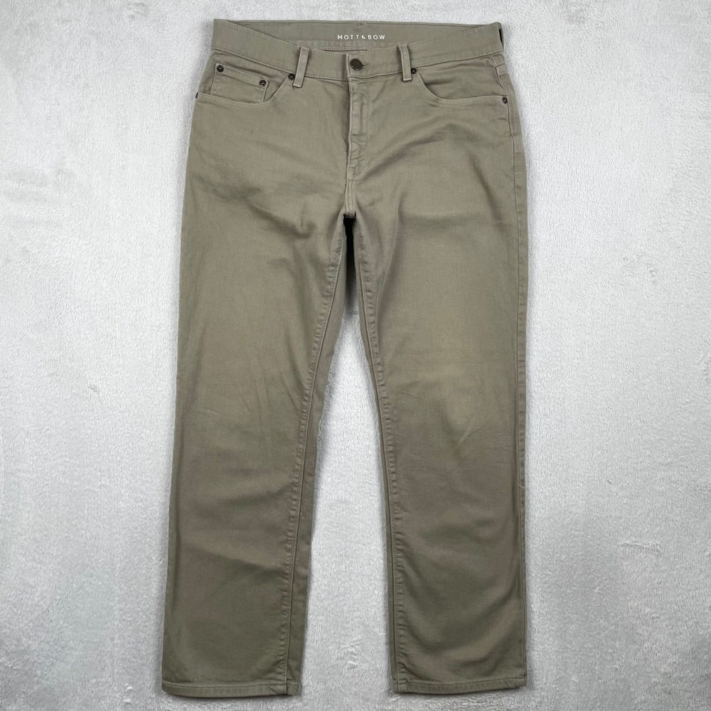 Mott & Bow  Pants Mens 32x29 Straight Leg Beige Twill Mercer Chino Jeans Preppy
